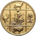 - Tiere und Landwirtschaft Vergold. Bronzemedaille o.J. einseitig (v. Ludwig Gies) i.Rd: C. POELLATH SCHROBENHAUSEN, Rs. Vergoldung teilweise defekt E...