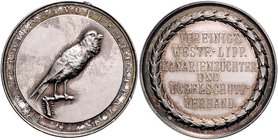 - Tiere und Landwirtschaft Silbermedaille o.J. (v. Oertel) Prämie für verdienstvolle Leistungen des Vereinigten Westf.- Lipp. Kanarienzüchter und Voge...