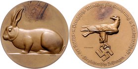 - Tiere und Landwirtschaft Bronzemedaille o.J. (v. Brasch/Scheurich) Kaninchen / Preis des Reichsministers für Ernährung und Landwirtschaft für züchte...