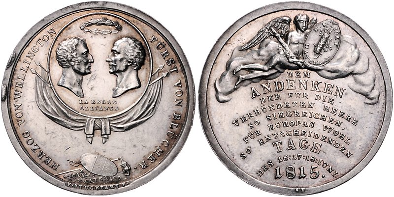 - Befreiungskriege 1813-1815 Silbermedaille 1815 (v. Stuckhart) a.d. siegreichen...