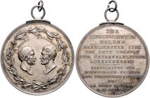 - Befreiungskriege 1813-1815 Silbermedaille 1815 (v. Loos) auf Wellington und Blücher, die Sieger der Schlacht bei La Belle Alliance (Waterloo) Sommer...