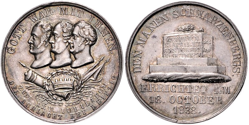 - Befreiungskriege 1813-1815 Silbermedaille 1838 (v. Ehrenreich) a.d. 25-jährige...