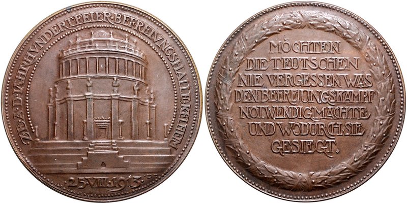 - Befreiungskriege 1813-1815 Bronzemedaille 1913 (v. Dasio) a.d. 100-jährige Bes...