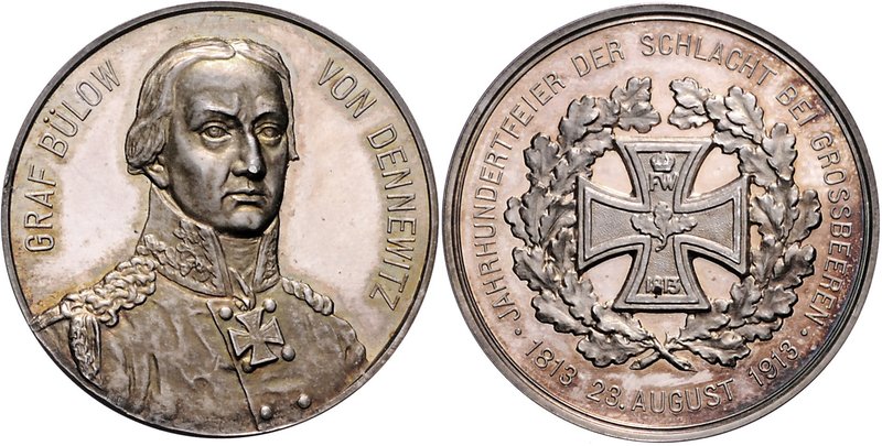 - Befreiungskriege 1813-1815 Silbermedaille 1913 (unsign.) a.d. 100-Jahrfeier de...