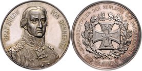 - Befreiungskriege 1813-1815 Silbermedaille 1913 (unsign.) a.d. 100-Jahrfeier der Schlacht bei Grossbeeren 1813 
33,4mm 17,9g vz-st