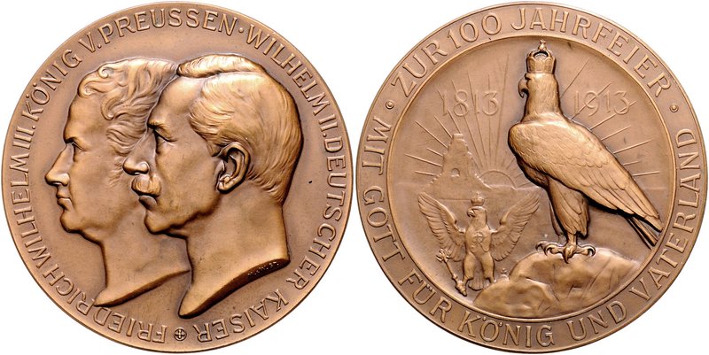 - Befreiungskriege 1813-1815 Bronzemedaille 1913 (v. M.&W.) Zur 100-Jahrfeier 18...