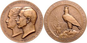 - Befreiungskriege 1813-1815 Bronzemedaille 1913 (v. M.&W.) Zur 100-Jahrfeier 1813-1913 Kaiser (M+W) 468b. 
60,0mm 76,6g vz