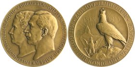- Befreiungskriege 1813-1815 Bronzemedaille 1913 (v. M.&W.) Zur 100-Jahrfeier 1813-1913 Kaiser (M+W) 468b. 
60,0mm 91,6g vz