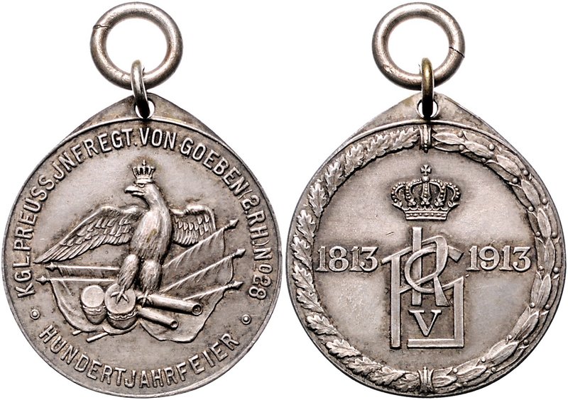 - Befreiungskriege 1813-1815 Lot von 2 Stücken: Versilberter Messinganhänger 191...