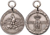 - Befreiungskriege 1813-1815 Lot von 2 Stücken: Versilberter Messinganhänger 1913 a.d. 100-Jahrfeier des Inf-Regimentes von Goeben und Bronzemedaille ...
