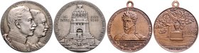 - Befreiungskriege 1813-1815 Lot von 2 Stücken: Silbermedaille 1913 (v. Lauer) a.d. Einweihung des Völkerschlacht-Denkmals, i.Rd: SILBER 990 (33,4mm 2...