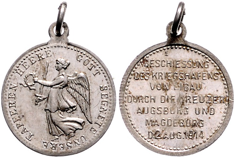 - Erster Weltkrieg Silbermedaille 1914 Kube - Miniaturmedaille / Siegespfennig N...