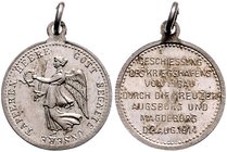 - Erster Weltkrieg Silbermedaille 1914 Kube - Miniaturmedaille / Siegespfennig Nr. 1 a.d. Beschießung des Kriegshafens von Libau durch die Kreuzer Aug...
