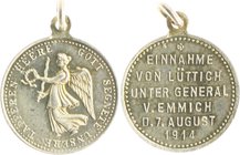 - Erster Weltkrieg Silbermedaille 1914 Kube - Miniaturmedaille / Siegespfennig Nr. 5 a.d. Einnahme von Lüttich unter General v. Emmich 7. August Zetzm...