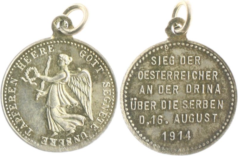 - Erster Weltkrieg Silbermedaille 1914 Kube - Miniaturmedaille / Siegespfennig N...