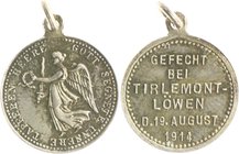 - Erster Weltkrieg Silbermedaille 1914 Kube - Miniaturmedaille / Siegespfennig Nr. 11 a.d. Gefecht bei Tirlemont-Löwen d. 19. August Zetzm. 1012. 
m....