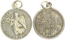 - Erster Weltkrieg Silbermedaille 1914 Kube - Miniaturmedaille / Siegespfennig Nr. 15 Bei Maubeuge eine englische Cavallerie-Brigade geschlagen 21. Au...