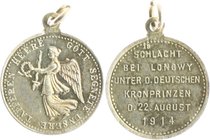 - Erster Weltkrieg Silbermedaille 1914 Kube - Miniaturmedaille / Siegespfennig Nr. 18 a.d. Schlacht bei Longwy unter dem deutschen Kronprinzen 22. Aug...