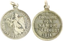 - Erster Weltkrieg Silbermedaille 1914 Kube - Miniaturmedaille / Siegespfennig Nr. 20 a.d. Einnahme von Namur 24. August Zetzm. 1021. 
m. Orig.Öse 15...