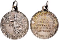 - Erster Weltkrieg Silbermedaille 1914 Kube - Miniaturmedaille / Siegespfennig Nr. 58 a.d. Zusammenbruch der russisch. Offensive geg. Schlesien und Po...