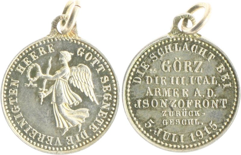 - Erster Weltkrieg Silbermedaille 1915 Kube - Miniaturmedaille / Siegespfennig N...
