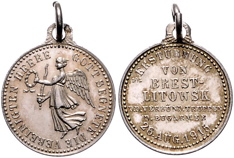 - Erster Weltkrieg Silbermedaille 1915 Kube - Miniaturmedaille / Siegespfennig N...