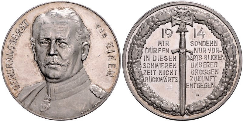 - Erster Weltkrieg Silbermedaille 1914 (v. Lauer) auf Generaloberst von Einem, i...