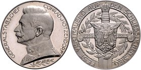 - Erster Weltkrieg Silbermedaille 1915 (v. Hoffmann/Lauer) auf Generalstabschef Conrad von Hötzendorf, i.Rd: SILBER 990 Zetzm. 2094. 
33,3mm 18,0g vz...