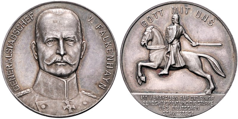 - Erster Weltkrieg Silbermedaille o.J. (v. Lauer) auf Generalstabschef von Falke...
