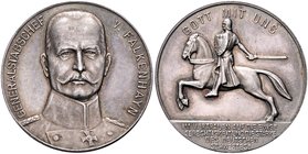 - Erster Weltkrieg Silbermedaille o.J. (v. Lauer) auf Generalstabschef von Falkenhayn, i.Rd: SILBER 990 Zetzm. 2096. 
33,4mm 17,9g vz