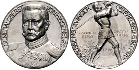 - Erster Weltkrieg Bronzemedaille 1914 versilbert (v. Löwenthal/Ball) a.d. Befreiung Ostpreussens Zetzm. 4025 (Ag). 
33,1mm 16,0g vz+