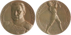 - Erster Weltkrieg Bronzemedaille 1914 (v. Löwenthal/Ball) a.d. Befreiung Ostpreussens Zetzm. 4025 (Ag). 
33,2mm 16,0g vz