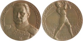 - Erster Weltkrieg Bronzemedaille 1914 (v. Löwenthal/Ball) a.d. Befreiung Ostpreussens Zetzm. 4025 (Ag). 
33,2mm 16,0g vz