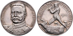 - Erster Weltkrieg Silbermedaille 1914 (v. Hummel/Lauer) a.d. Befreiung Ostpreussens, i. Rd: SILBER 990 Zetzm. 4030. 
33,3mm 17,5g vz