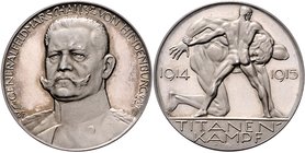 - Erster Weltkrieg Silbermedaille 1915 (v. Hoppe/Lauer) a.d. Titanenkampf, i.Rd: SILBER 990 Zetzm. 4079. 
33,3mm 17,9g vz+