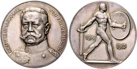 - Erster Weltkrieg Silbermedaille 1915 (v. Ziegler/Oertel) a.d. Kriegsjahre 1914/1915, i.Rd: SILBER 990 Zetzm. 4077. 
35,4mm 17,9g vz+