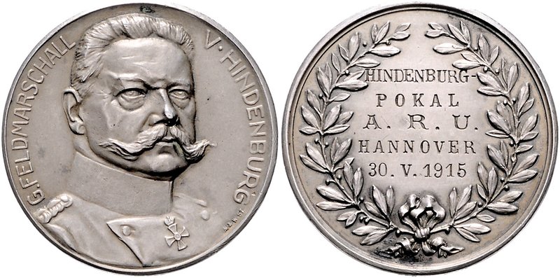- Erster Weltkrieg Silbermedaille 1915 graviert (v. M.&W.) a.d. 'Hindenburg-Poka...