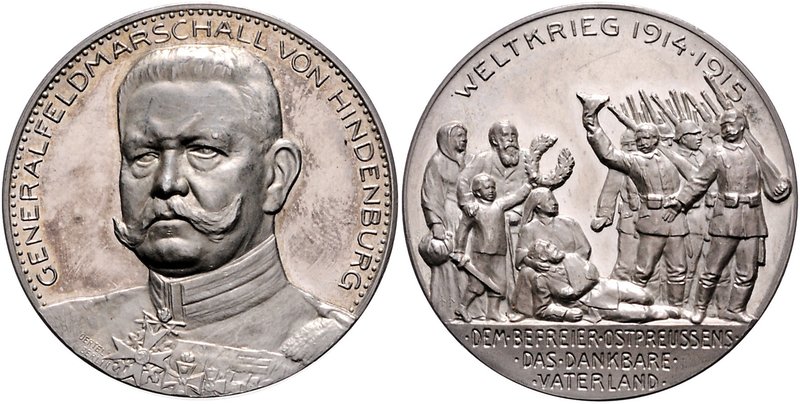 - Erster Weltkrieg Silbermedaille 1915 (v. Oertel) a.d. Befreiung Ostpreussens, ...