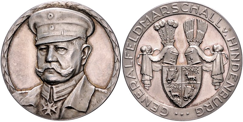 - Erster Weltkrieg Silbermedaille 1914 (v. Eue/Grünthal) auf Generalfeldmarschal...