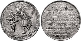 - Allgemeine Medaillen Zinnmedaille 1693 (v. Wermuth) Spottmedaille auf den Pietismus Wohlfahrt 93017. Ruffert 6932. 1. Gaed. 1655. Slg. Bö. 82. 
37,...