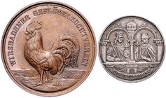 - Allgemeine Medaillen Lot von 2 Stücken: Silbermedaille (v. Lauer) a.d. Stadt Gelnhausen und Bronzemedaille (v. Korn) Prämie des Wiesbadener Geflügel...