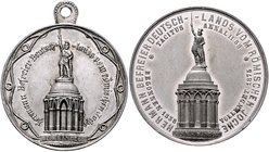 - Allgemeine Medaillen Lot von 2 Zinnmedaillen 1875: a.d. Fertigstellung und (v. Schliephacke) die Einweihung des Hermann-Denkmals 
41,2mm 22,9g u. m...