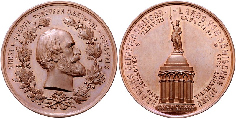 - Allgemeine Medaillen Bronzemedaille 1875 (unsign.) a.d. Schöpfer des Hermann-D...