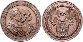 - Allgemeine Medaillen Bronzemedaille o.J. (unsign.) auf den Dreibund 
42,4mm 33,0g vz-f.st
