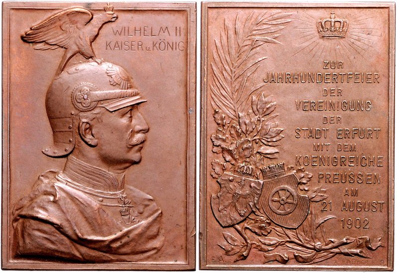 - Allgemeine Medaillen Bronze-Plakette 1902 (v. Krüger) a.d. Jahrhundertfeier de...