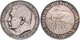 - Allgemeine Medaillen Silbermedaille 1930 (v. Bernhart) a.d. Rheinlandbefreiung 
36,0mm 19,8g vz+