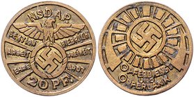 - Allgemeine Medaillen Marke o.J. Spendenmarke zu 20 Pf. der NSDAP Sektion Biebrich 
19,1mm 2,3g ss-vz