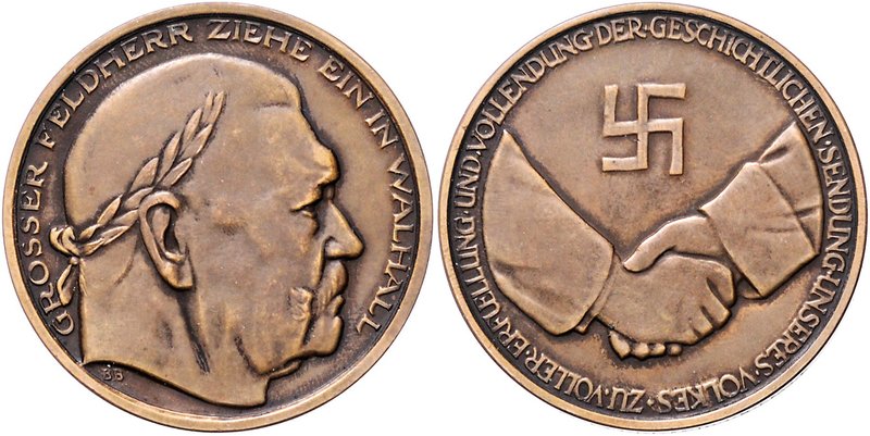 - Allgemeine Medaillen Bronzemedaille 1934 (v. Bleeker) a.d. Tod Hindenburgs 'Gr...
