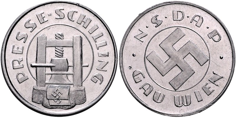- Allgemeine Medaillen Presse-Schilling o.J. NSDAP Gau Wien. Es sollen nur 10 Ex...