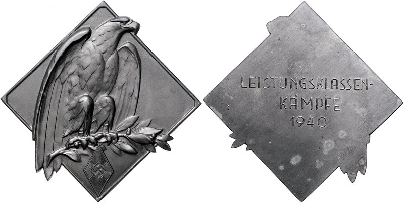 - Allgemeine Medaillen Zinkplakette 1940 geschwärzt der Hitlerjugend, Rs. mit Sc...